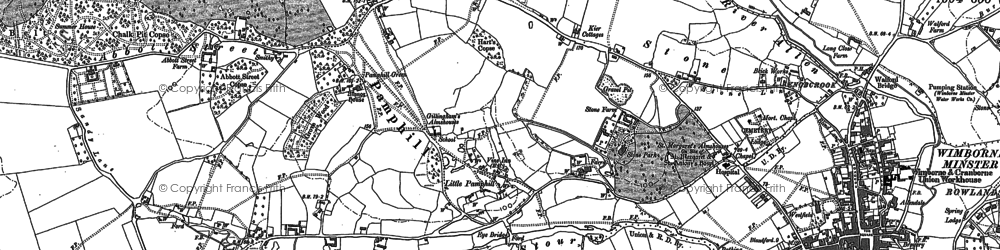 Old map of Pamphill in 1887