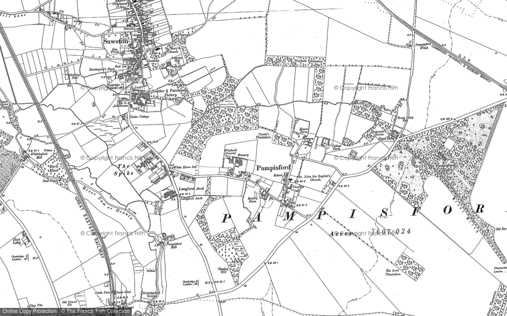 Old Map of Historic Map covering Brent Ditch in 1885