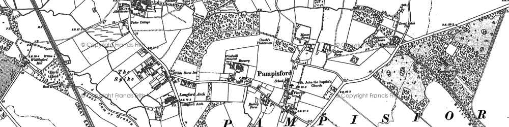Old map of Pampisford in 1885