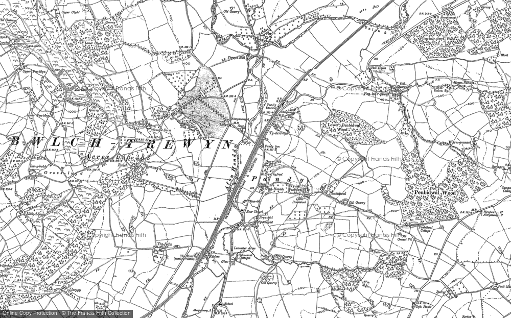 Old Map of Historic Map covering Brynhonddu in 1903
