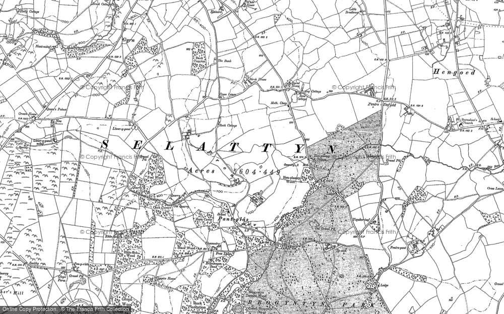 Old Map of Historic Map covering Lawr-y-pant in 1874