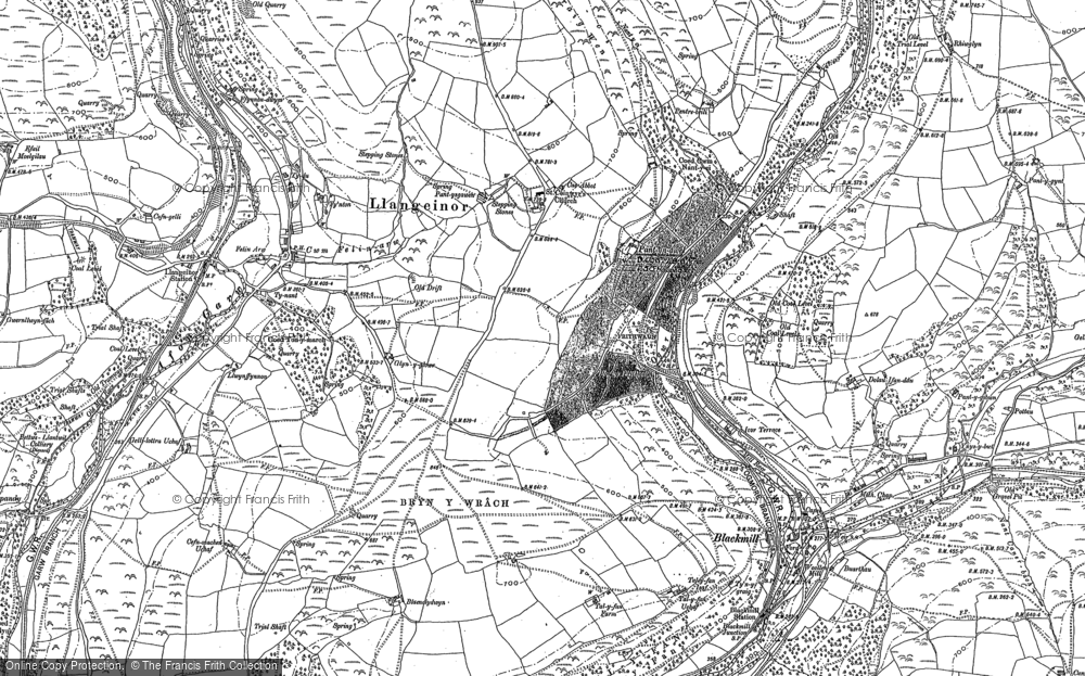 Old Map of Historic Map covering Bryn-y-Wrach in 1897