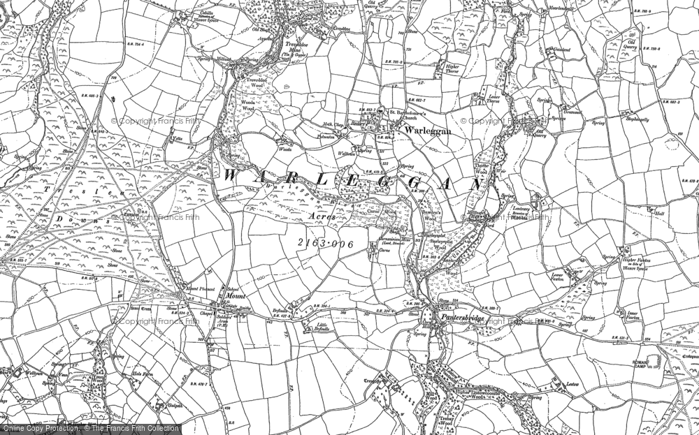 Old Map of Historic Map covering Lantewey in 1881
