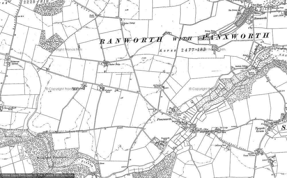 Old Map of Panxworth, 1881 in 1881