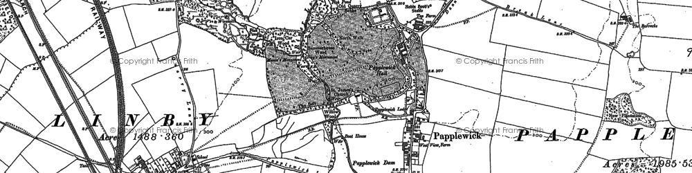 Old map of Papplewick in 1879