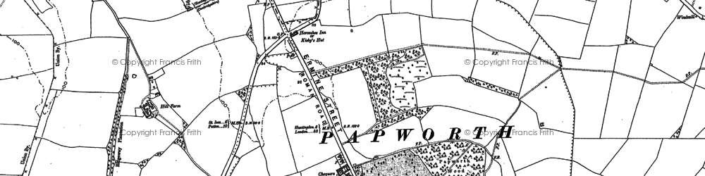 Old map of Papworth Everard in 1887