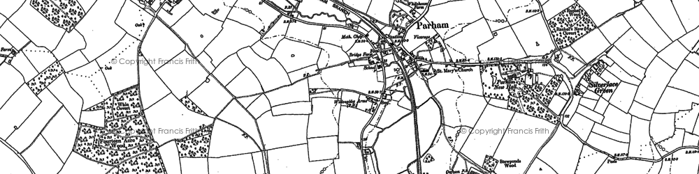 Old map of Parham Old Hall in 1881