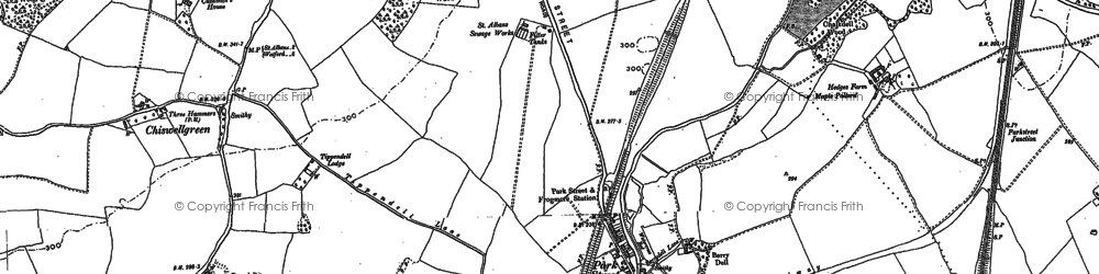 Old map of Chiswell Green in 1896