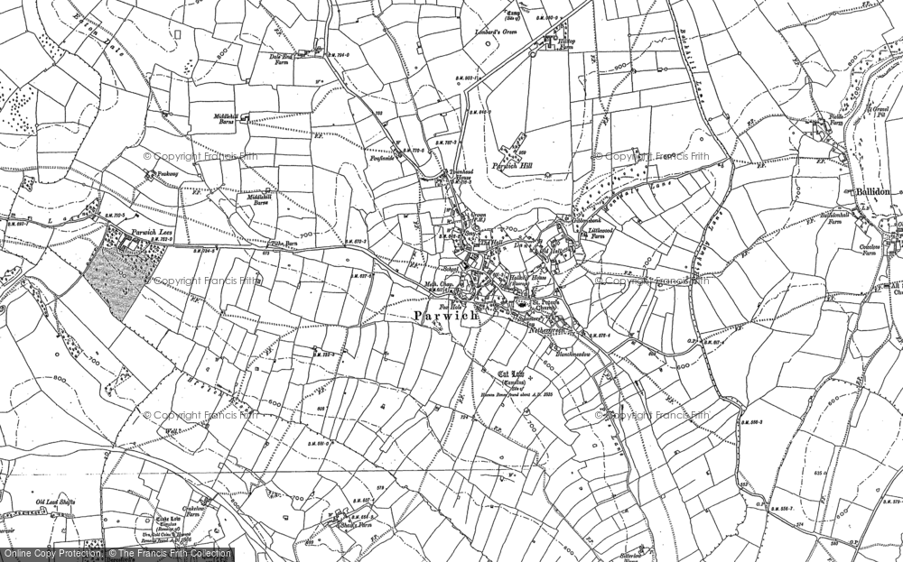 Old Map of Parwich, 1879 - 1898 in 1879