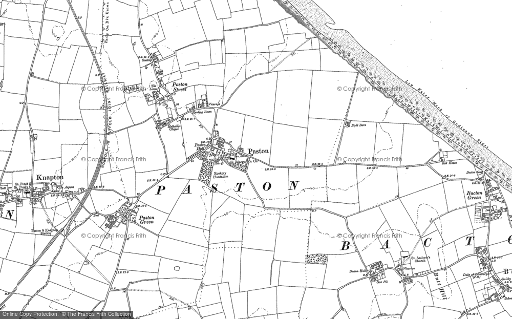 Old Map of Historic Map covering Paston Green in 1885