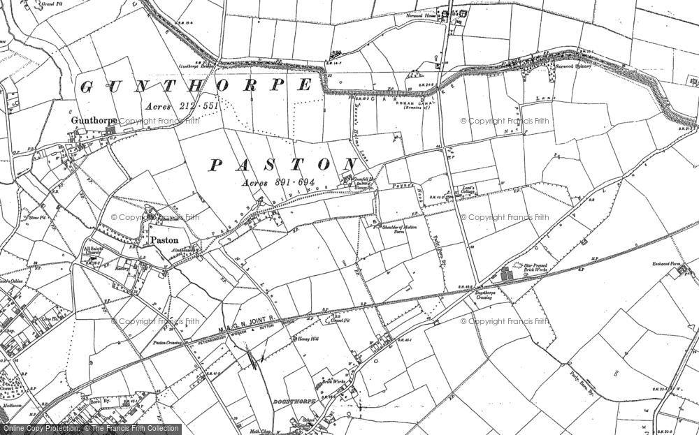 Old Map of Historic Map covering Gunthorpe in 1899