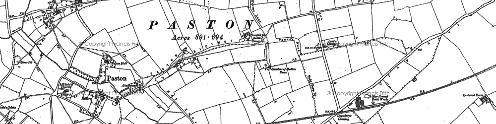 Old map of Paston in 1899