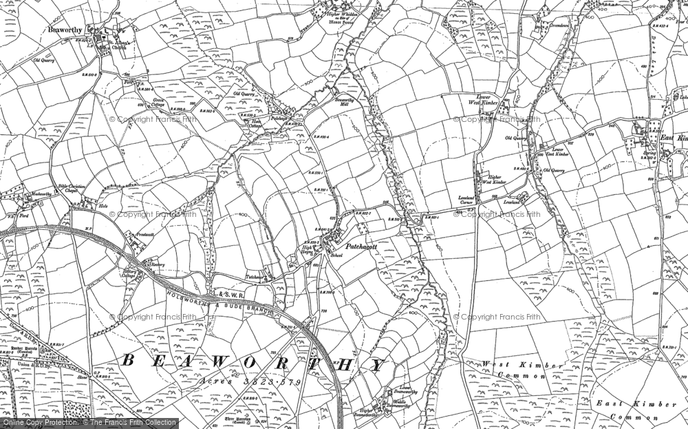 Old Map of Historic Map covering Beamsworthy in 1883