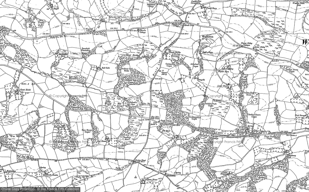 Old Map of Historic Map covering Woodlands in 1886