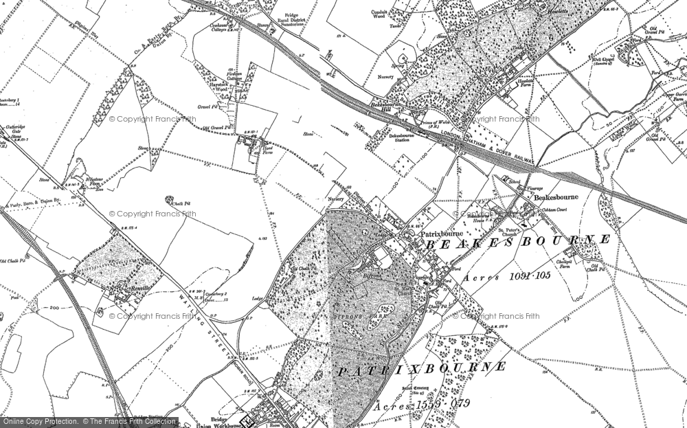 Old Map of Patrixbourne, 1896 in 1896