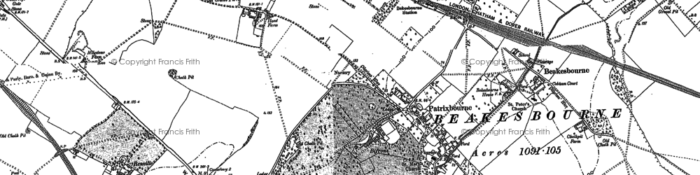 Old map of Patrixbourne in 1896