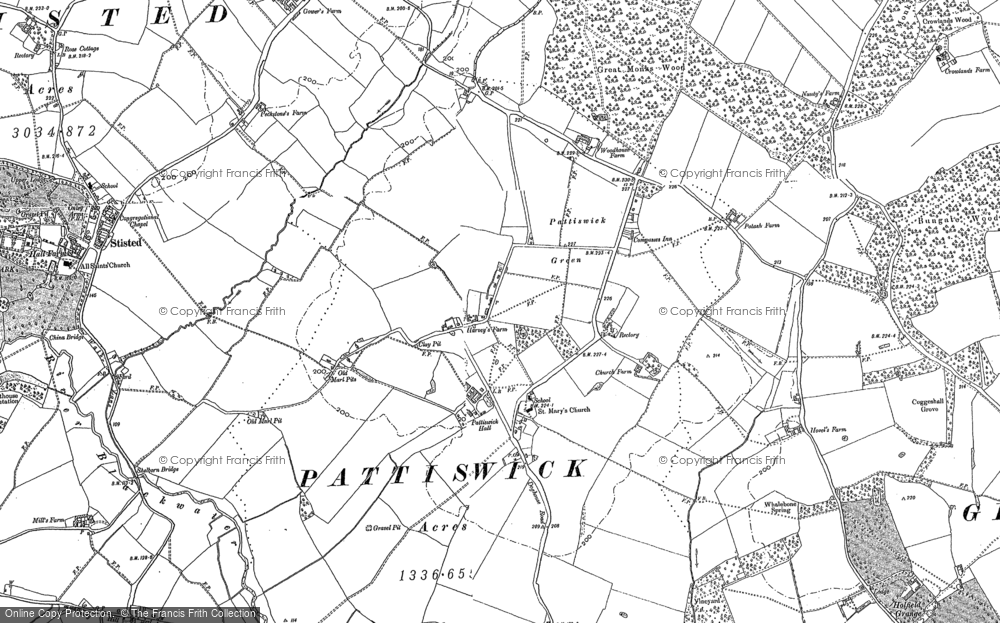Old Map of Historic Map covering Bungate Wood in 1896