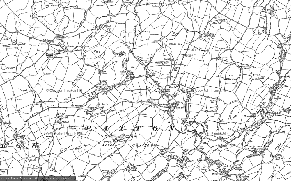 Old Map of Historic Map covering Bracken Fold in 1897