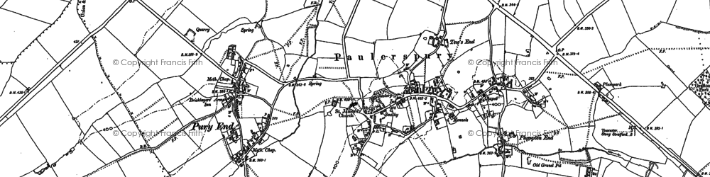 Old map of Paulerspury in 1883
