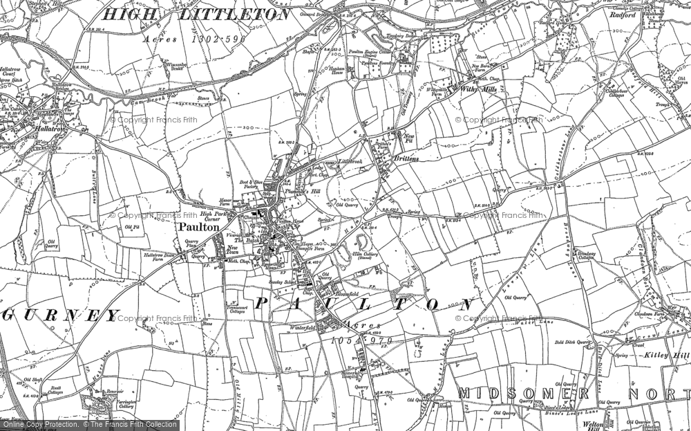 Old Map of Historic Map covering Britten's in 1884