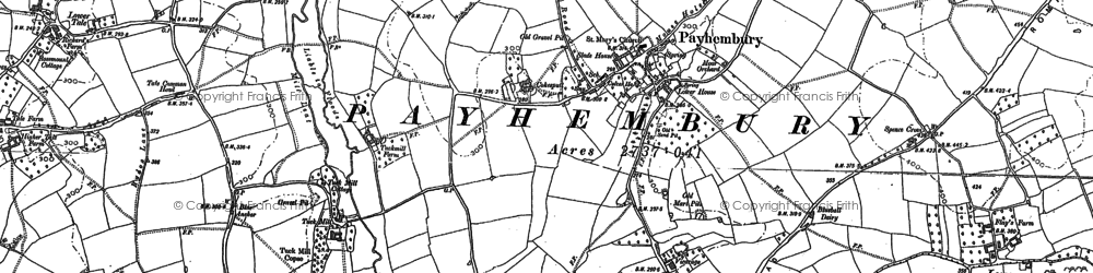 Old map of Payhembury in 1887
