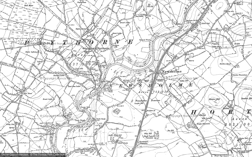 Old Map of Paythorne, 1893 - 1894 in 1893