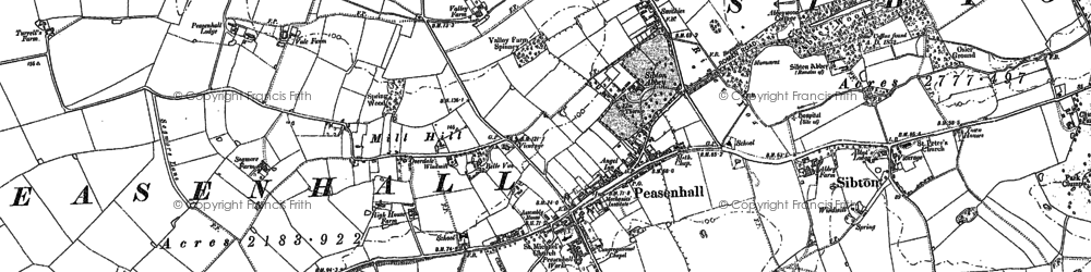 Old map of Peasenhall in 1883
