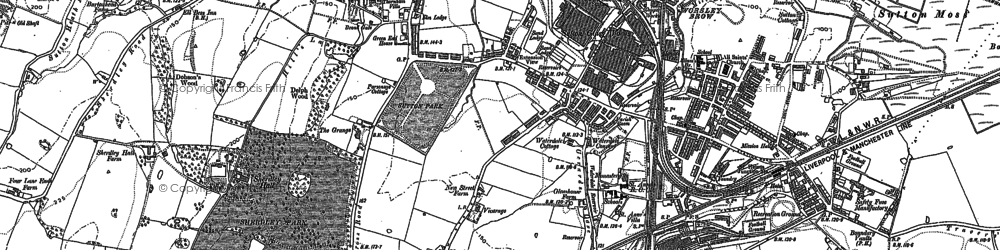 Old map of Peasley Cross in 1891