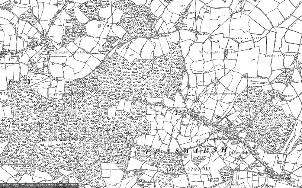Old Map of Peasmarsh, 1897 - 1908 in 1897