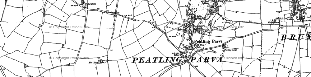 Old map of Peatling Parva in 1885