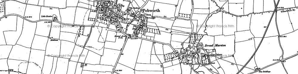 Old map of Pebworth in 1883