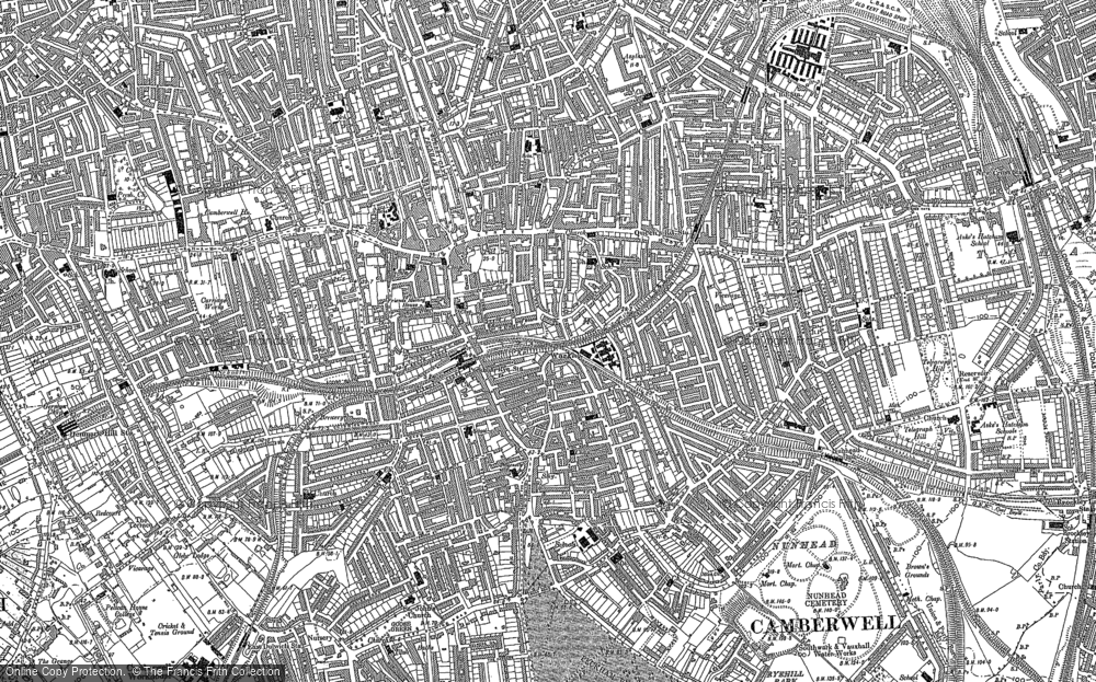 Old Map of Historic Map covering New Cross in 1894