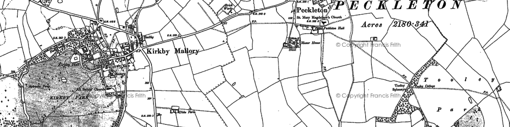 Old map of Peckleton in 1885