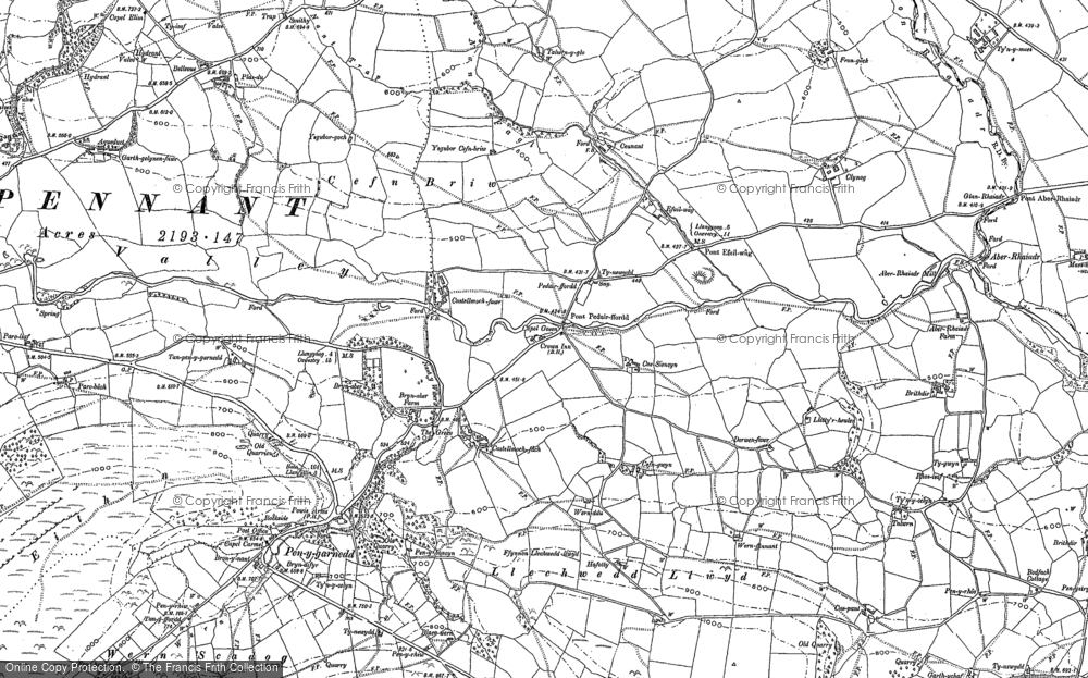 Old Map of Pedair-ffordd, 1885 - 1900 in 1885