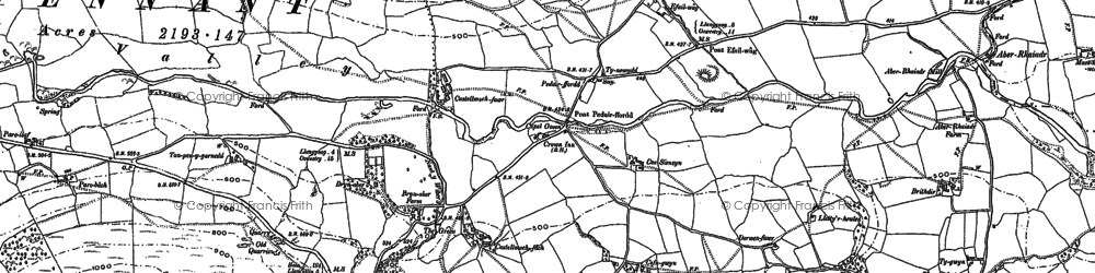 Old map of Pedair-ffordd in 1885