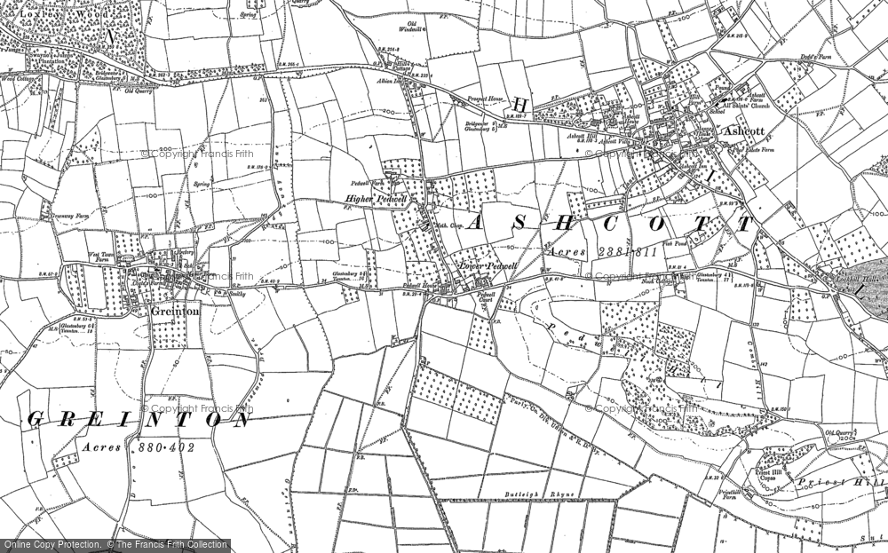 Old Map of Pedwell, 1885 in 1885