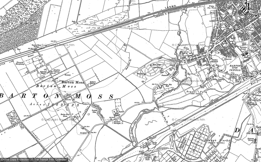 Old Map of Historic Map covering Barton Moss in 1894