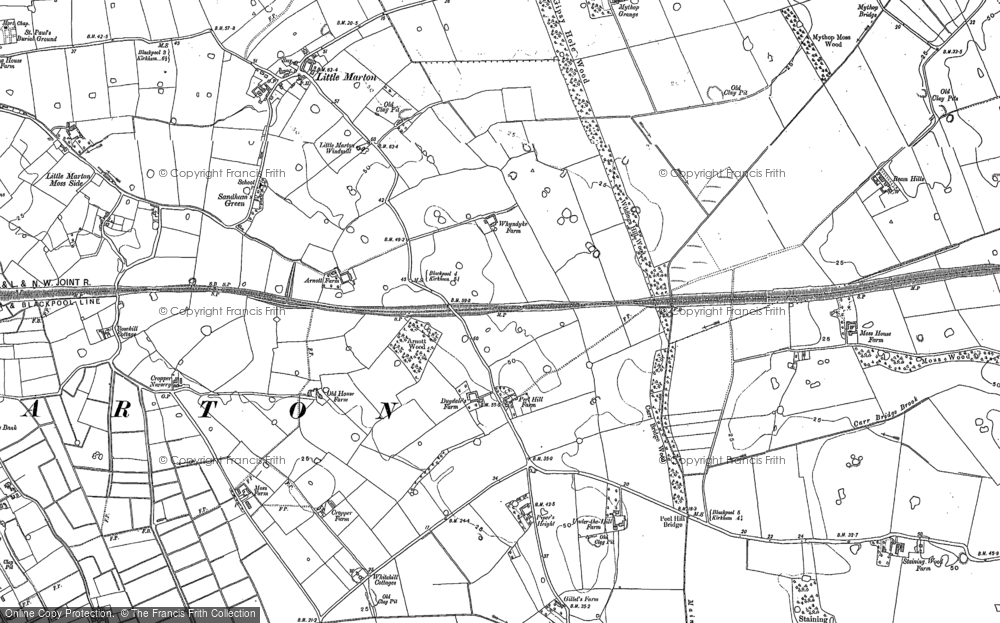 Old Map of Historic Map covering Little Marton in 1891