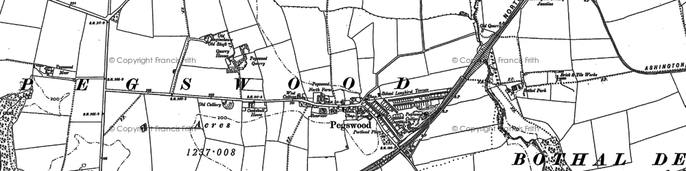 Old map of Pegswood in 1896