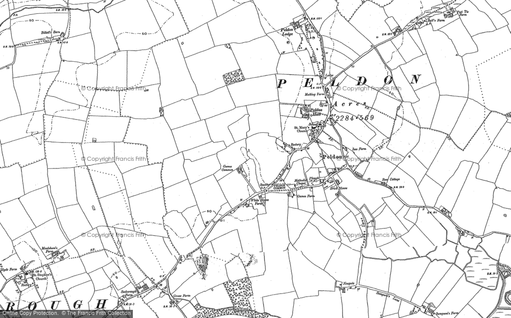 Old Map of Peldon, 1895 - 1896 in 1895