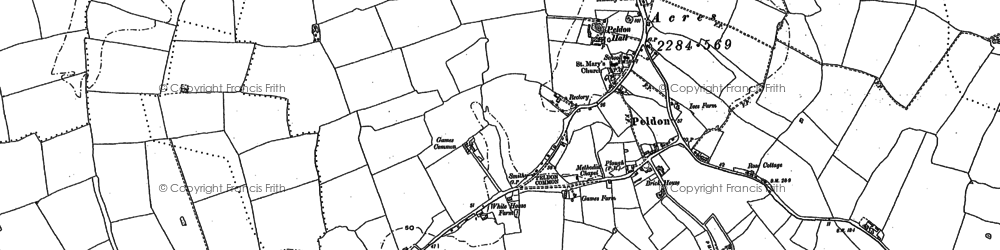 Old map of Peldon in 1895