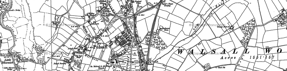 Old map of Pelsall Wood in 1883
