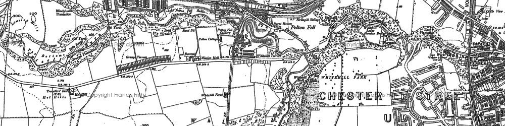 Old map of Pelton Fell in 1895