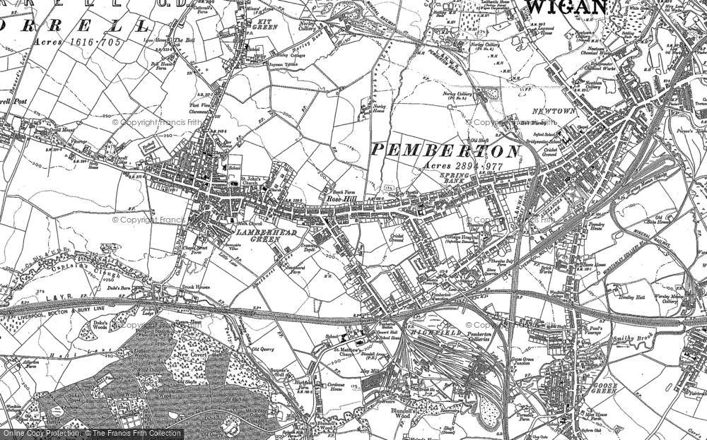 Old Map of Historic Map covering Worsley Hall in 1892