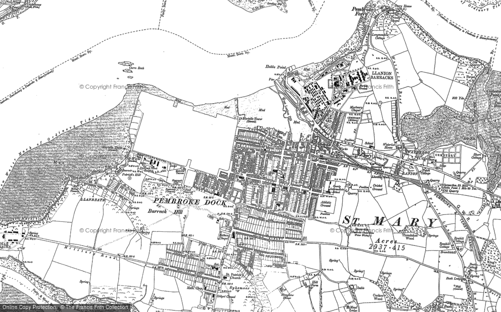 Old OS Maps Haverfordwest Pembroke Dock  Saundersfoot West Williamston 1909 New 