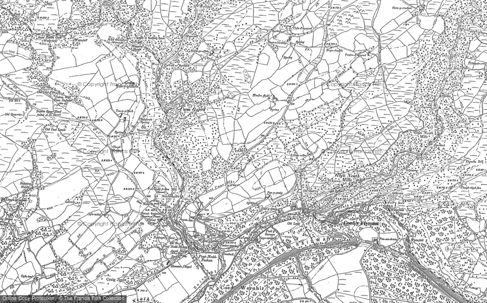 Old Map of Historic Map covering Pontneddfechan in 1897