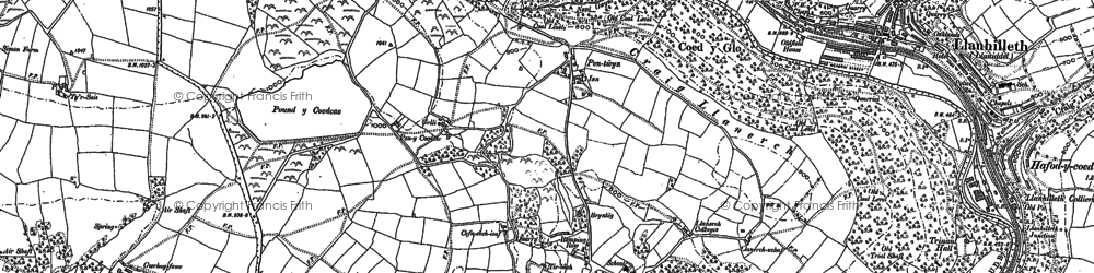 Old map of Glandwr in 1916