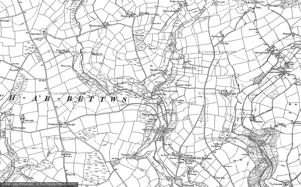 Old Map of Pen-y-bont, 1887 in 1887
