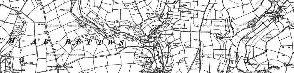 Old map of Nant-glâs in 1887