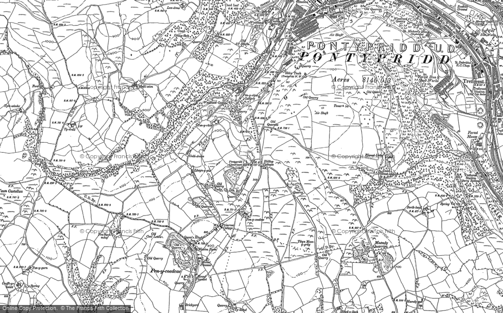 Old Map of Historic Map covering Lle'r Gaer in 1897